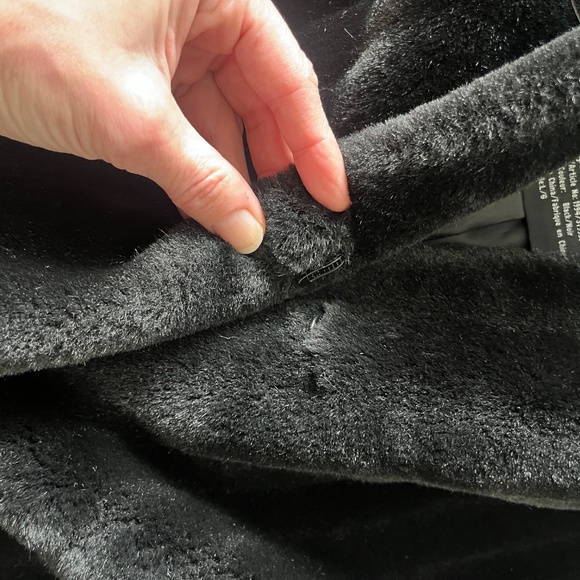 Vintage Black Faux Fur Jacket Large - Picture 5 of 6